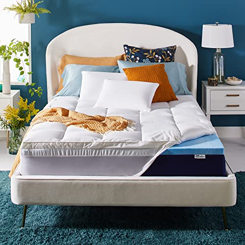 Sleep Innovations 4-Inch Dual Layer Mattress Topper - Gel Memory Foam and Plush Fiber. 10-Year Limited Warranty. Queen Size by Sleep Innovations von Sleep Innovations