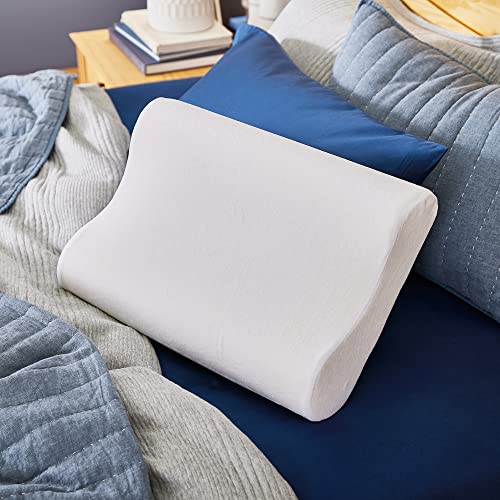 Sleep Innovations Memory Foam Contour Pillow, Reisegröße, Kopf-, Nacken- und Schulterausrichtung, Seiten- und Rückenschläfer, mittlere Unterstützung von Sleep Innovations