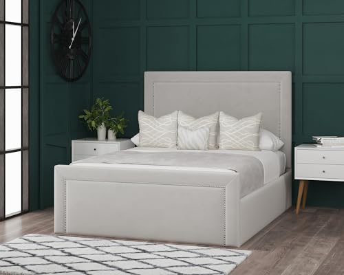 Sleep Vibe Gepolsterter Luxus-Bettrahmen mit Nieten und bodenstehendem Kopfteil – Ottomane Endlift von Sleep Vibe