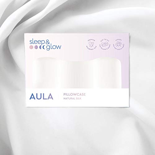 Sleep&Glow Aula-Kissenbezug Naturseide Aula Anti-Falten-Kissen - Seidenkissenbezug für Haar- und Hautpflege - 19mm Maulbeerseide der Güteklasse 6A von SLEEP & GLOW