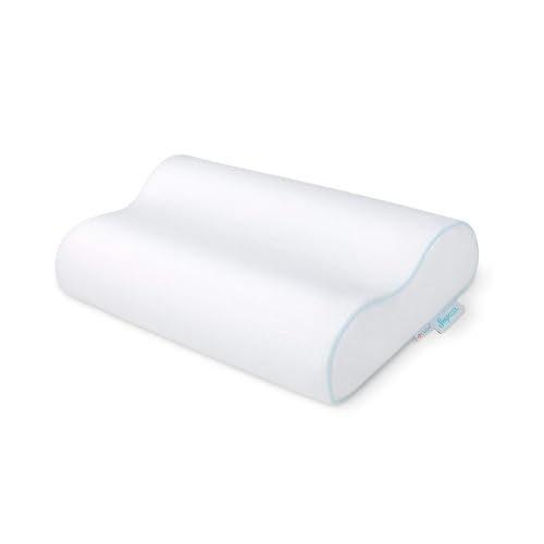 Ergonomisch geformtes Kopfkissen (30x50cm) Cool.RELAX: Nackenstützkissen für Seiten- und Rückenschläfer, Memory Foam, Liegefühl fest, Höhenkurve 9-7-11cm, perfekte Schlaftemperatur, inkl. Bezug von SleepCOOL.