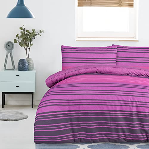 Sleepdown Textured Stripe Purple Super_King, Baumwolle, Violett von Sleepdown