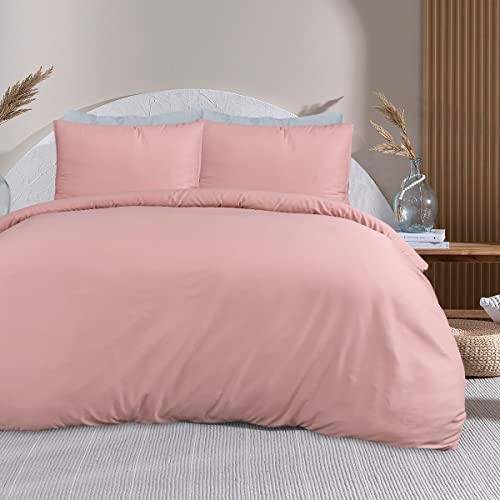 Sleepdown 100% Bambus, einfarbig, Bio-Bettbezug, Bettwäsche-Set, weich, pflegeleicht, für Einzelbett (135 x 200 cm), Blush Pink, 5056242894988 von Sleepdown
