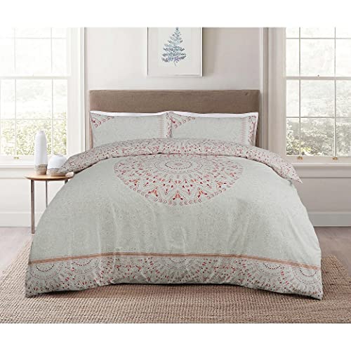 Sleepdown Abstraktes Mandala-Bettwäsche-Set aus 100% Baumwolle, wendbar, weich, pflegeleicht – Doppelbett (200 x 200 cm) von Sleepdown