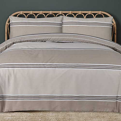 Sleepdown Banded Stripe Natural Single, Baumwolle, Natur, Einzelbett von Sleepdown