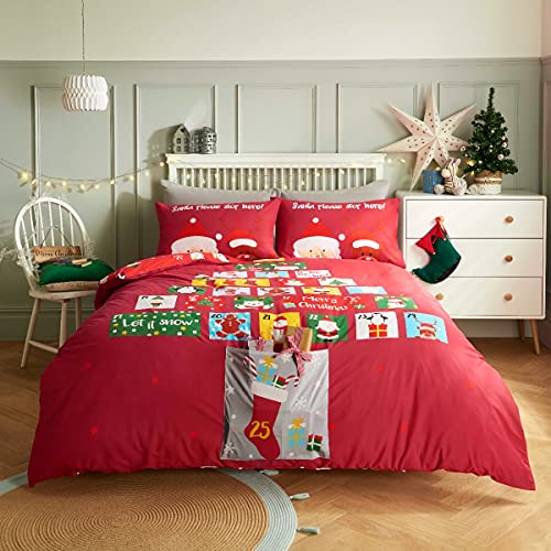 Sleepdown Bettbezug mit Kissenbezügen, wendbar, weich, pflegeleicht, für Doppelbett (200 x 200 cm), Polybaumwolle, rot von Sleepdown