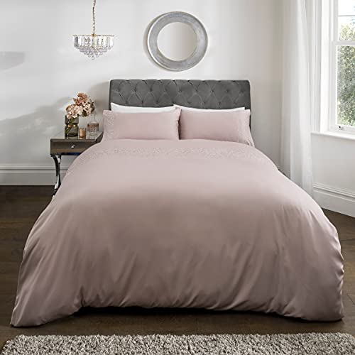 Sleepdown Bettwäsche-Set, Satin, mit Schmucksteinen, 220 x 260 cm, Rosa von Sleepdown