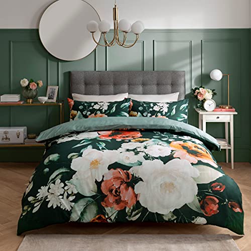 Sleepdown Bettwäsche-Set mit Blumenmuster, 100% Baumwolle, 135 x 200 cm, Grün/Weiß von Sleepdown