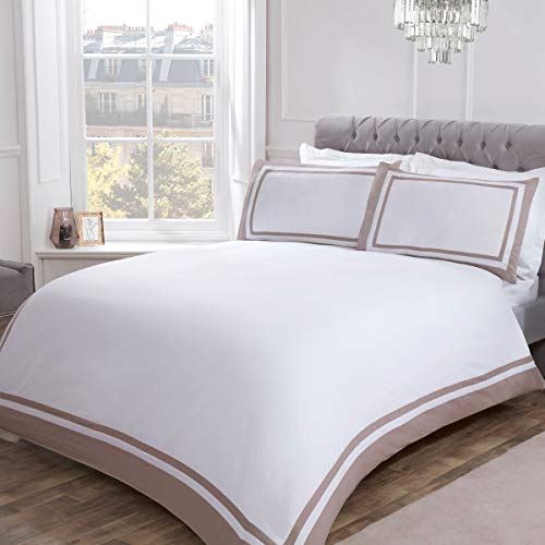 Sleepdown Bettwäsche-Set mit Kissenbezügen, 100% Baumwollsatin, Fadenzahl 300, Super-Kingsize-Bett (260 x 230 cm), Baumwolle, Mink White, King von Sleepdown