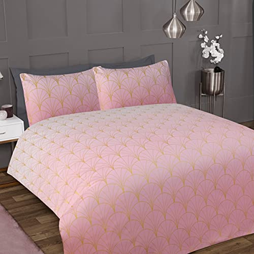 Sleepdown Bettwäsche-Set mit Kissenbezügen, Ombré-Metallic-Look, zartrosa, weich, gemütlich, pflegeleicht, King-Size-Größe (230 x 220 cm) von Sleepdown