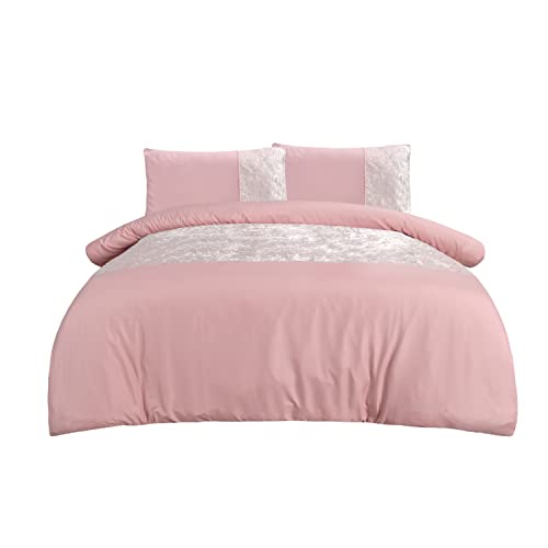 Sleepdown Bettwäsche-Set mit Kissenbezügen, Samt, 220 x 230 cm, Rosa von Sleepdown