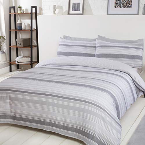 Sleepdown Chambray Bettwäsche-Set, für King-Size-Bett, Baumwoll-Mischgewebe, Grau von Sleepdown