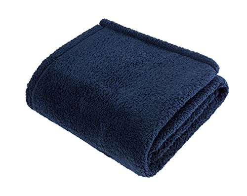 Sleepdown Superweicher Überwurf Decke/Tagesdecke aus weichem Teddy-Fleece, 125 x 150 cm, Marineblau, Polyester, Navy von Sleepdown