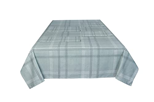 Sleepdown Dekorative Tischdecke für Esstisch, kariert, 100% Baumwolle, halbe Panama, strapazierfähig, schmutzabweisend, Grün – 137 cm x 229 cm von Sleepdown