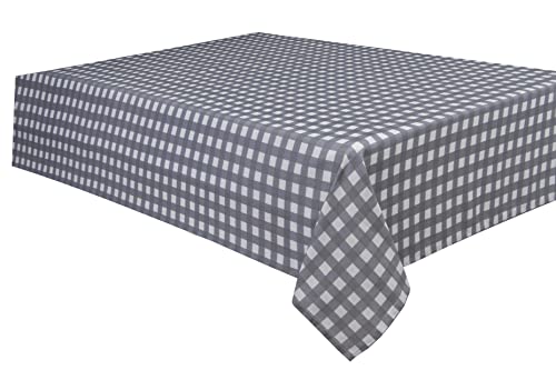 Sleepdown Dekorative Tischdecke mit Gingham-Muster, 100% Baumwolle, Halbpanama-Tischdecke für Esstisch, strapazierfähig, schmutzabweisend, Grau, 137 x 178 cm von Sleepdown