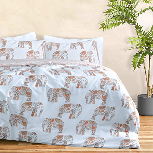 Sleepdown Bettwäsche-Set mit Kissenbezügen, wendbar, weich, pflegeleicht, 200 x 200 cm, Rostweiß, Doppelbett, 5056242890126 von Sleepdown