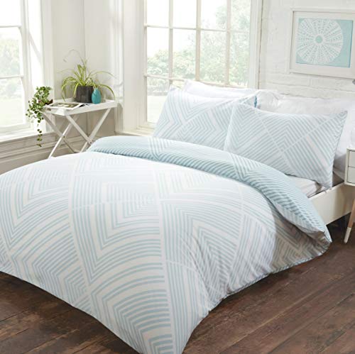 Sleepdown Bettwäsche-Set mit Kissenbezügen, gestreift, geometrisch, wendbar, pflegeleicht, 220 x 230 cm von Sleepdown