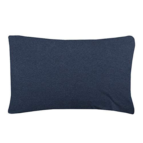 Sleepdown Jersey Melange Housewife Standard-Kissenbezug, 1 Paar, warm, gemütlich, pflegeleicht, einfarbig, garngefärbt, 50 cm x 75 cm (Standard (50 x 75 cm), Dunkelblau) von Sleepdown