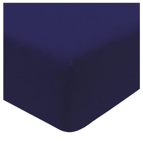 Sleepdown Jersey Melange Navy Spannbettlaken Warm Gemütlich Pflegeleicht Unifarben Bettwäsche-King (150 x 200 cm), Polybaumwolle, Size von Sleepdown