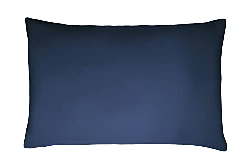 Sleepdown Kissenbezüge, 100 % Baumwollsatin, 2 Stück, antiallergen, Fadenzahl 300, Luxus-Bettwäsche – Marineblau – 50 x 75 cm von Sleepdown