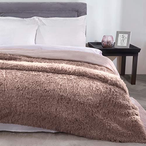 Sleepdown Mink Tagesdecke, Kunstfell, Fleece, sehr weich, warm, 150 x 200 cm von Sleepdown