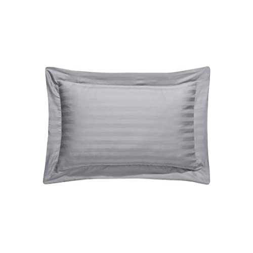 Sleepdown Oxford-Kissenbezüge in Hotelqualität, 100% Baumwolle, Satin, gestreift, 2 Stück, luxuriös, superweich, grau, 60 cm x 85 cm von Sleepdown