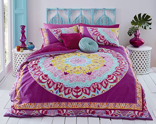 Sleepdown Bettwäsche-Set mit Kissenbezügen, Paisley-Mandala-Design, Rosa, abstrakt, wendbar, weich, für Einzelbett (135 x 200 cm) von Sleepdown