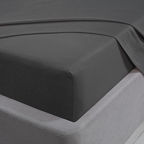 Sleepdown Spannbetttuch, 100% gebürstete Baumwolle, Feinbiber, luxuriös, weich, gemütlich, 25 cm, Bettwäsche – Anthrazit – Doppelbett Sleepdown Spannbetttuch, 100% gebürstete Baumwolle, Feinbiber, luxuriös, weich, gemütlich, 25 cm, Bettwäsche – Anthrazit – Doppelbett von Sleepdown