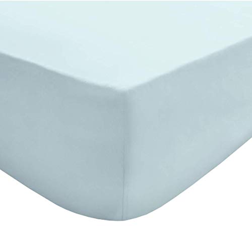 Sleepdown Spannbetttuch, bügelfrei, Fadenzahl 180, Perkal, Poly-Baumwolle, pflegeleicht, 25 cm tief, Blau, Polybaumwolle, Doppelbett von Sleepdown