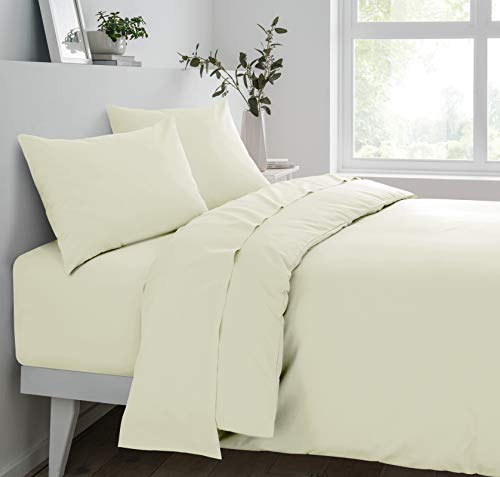 Sleepdown Spannbetttuch aus Polyester-Baumwoll-Mischgewebe, Elfenbeinfarben, Super-Kingsize-Bett von Sleepdown