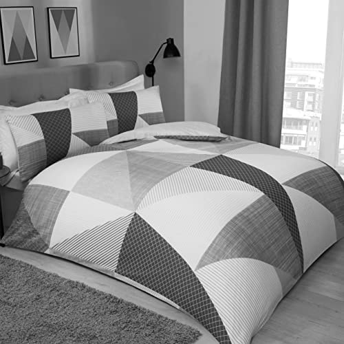 Sleepdown Splice Bettwäsche-Set mit Kissenbezügen, weich, pflegeleicht, 260 x 220 cm, Schwarz/Weiß von Sleepdown