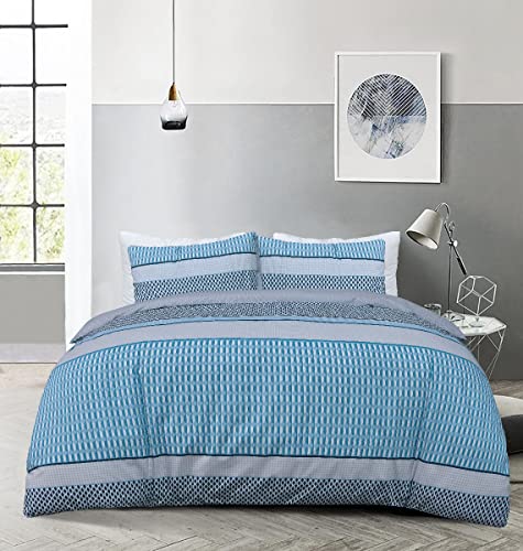 Sleepdown Stripe Geo Wende-Bettwäsche-Set, weich, pflegeleicht – Super-King-Size-Bett (220 x 260 cm) von Sleepdown