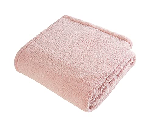 Sleepdown Überwurf Tagesdecke aus superweichem Teddy-Fleece, 125 x 150 cm, Blush Pink, Polyester von Sleepdown