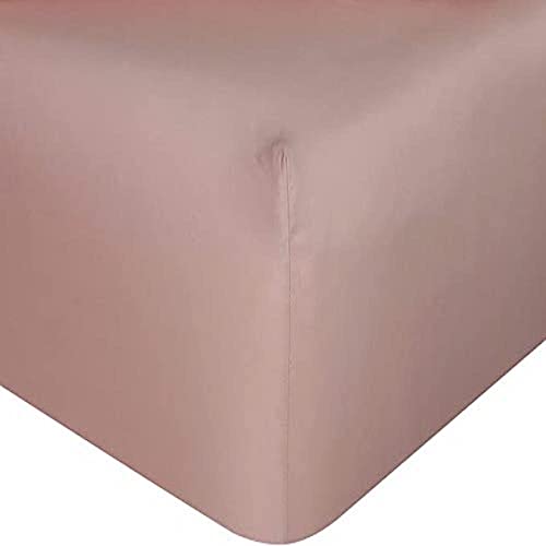 Sleepdown Unifarbenes Spannbettlaken, weich, warm, gemütlich und atmungsaktiv, bequem, Bambus-Bettlaken, 32 cm, extra Tiefe Taschen, Blush Pink – King Size von Sleepdown