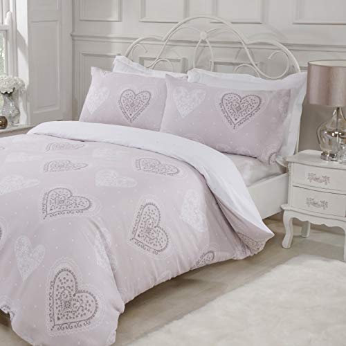 Sleepdown Wende-Bettwäsche-Set mit Kissenbezügen und Kissenbezügen, Motiv: Herzen, aus Baumwoll-Mischgewebe von Sleepdown