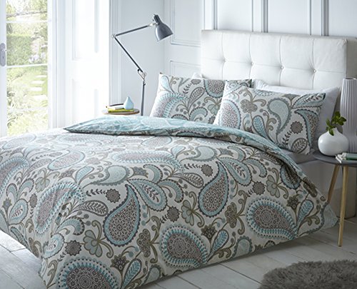Sleepdown Bettbezug und Kissenbezug-Set, Digitaldruck, Super-Kingsize-Bett, Paisleymuster, Blaugrün Sleepdown Bettbezug und Kissenbezug-Set, Digitaldruck, Super-Kingsize-Bett, Paisleymuster, Blaugrün von Sleepdown