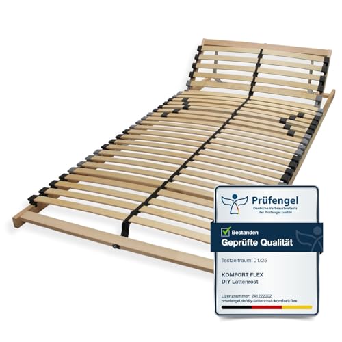 Sleepneo Lattenrost 90x200, Kopfteil verstellbar, Ergonomischer 7-Zonen-Lattenrost, Buchenholz, 28 Latten, Selbstmontage, hohe Traglast bis 150Kg von Sleepneo