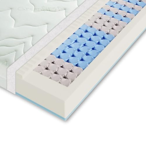 Taschenfederkernmatratze H3 H4 100x200, Vario LUX Greenfirst – Höhe 22cm Hochwertige 7 Zonen Matratze in 100x200, Bezug mit Greenfirst® Veredelung – antibakteriell Allergiker geeignet von Sleepneo
