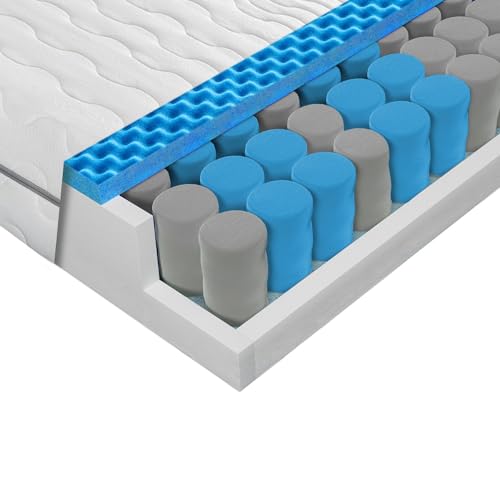 Sleepneo Taschenfederkernmatratze 120x200 H2 H3, 21cm hoch, orthopädische 7 Zonen Matratze mit Aloe Vera Bezug, Federkernmatratze von Sleepneo