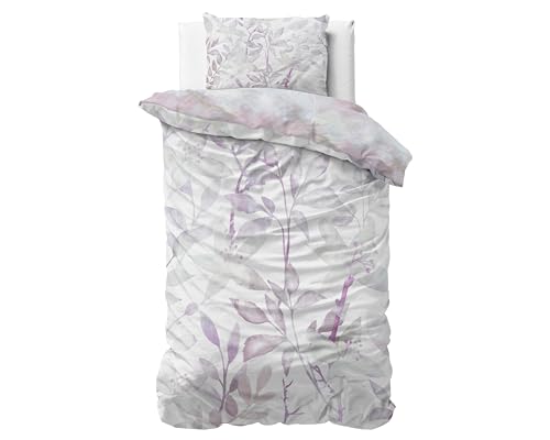 Sleeptime Bettwäsche 2teilig 135cm x 200cm 2teilig lila - Maily - weich & bügelfrei Bettbezüge mit Reißverschluss - Bettwäsche Set mit 2 Kissenbezüge 80cm x 80cm von Sleeptime