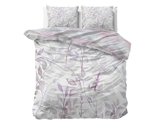 Sleeptime Bettwäsche 3teilig 200cm x 220cm 3teilig lila - Maily - weich & bügelfrei Bettbezüge mit Knopfverschluss - Bettwäsche Set mit 2 Kissenbezüge 60cm x 70cm von Sleeptime