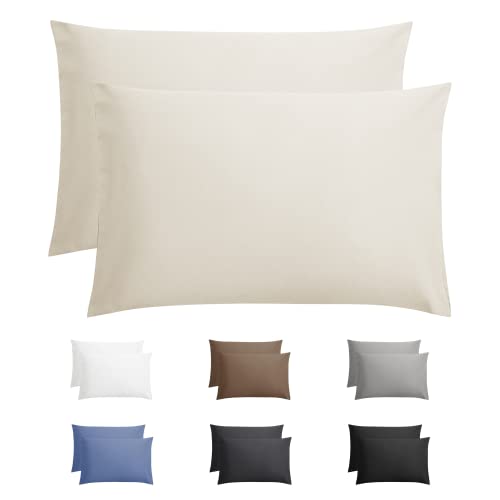 Sleeptime Kissenbezug 60 x 70 Beige - 2er Set - 100% Baumwolle - Kissenhülle 60x70 - Mit Hotelverlsuss von Sleeptime