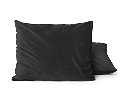 Sleeptime Kissenbezug Samt 60x70 cm - 2er Set - Glatt Weicher Kissenbezüge - Schwarz - Kissenhülle 60x70 - Mit Hotelverlsuss von Sleeptime