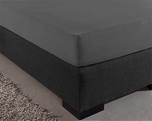 Sleeptime Spannbettlaken 100% Baumwolle - Bettlaken fur Standard Matratzen bis 30cm - Feuchtigkeit absorbierend und temperaturausgleichend - Anthrazit - 80 x 200 cm von Sleeptime