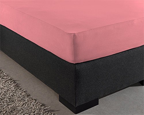 Sleeptime Spannbettlaken 100% Baumwolle - Bettlaken fur Standard Matratzen bis 30cm - Feuchtigkeit absorbierend und temperaturausgleichend - Rosa - 140 x 200 cm von Sleeptime