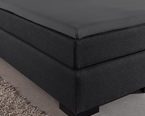 Sleeptime Spannbettlaken Topper Boxspringbett - 100% Baumwolle - Bettlaken fur Topper bis 10cm - Feuchtigkeit absorbierend und temperaturausgleichend - Anthrazit - 180 x 200 cm von Sleeptime