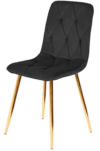 Eleganter Esszimmerstuhl Samt Beige mit goldfarbenen Metallbeinen – Polsterstuhl modern, gepolstert, stabil, Wohnzimmerstuhl für Esszimmer, Küche & Home Office (Schwarzgold) von Sleepy shop 24 YOUR PERFECT MATTRESS