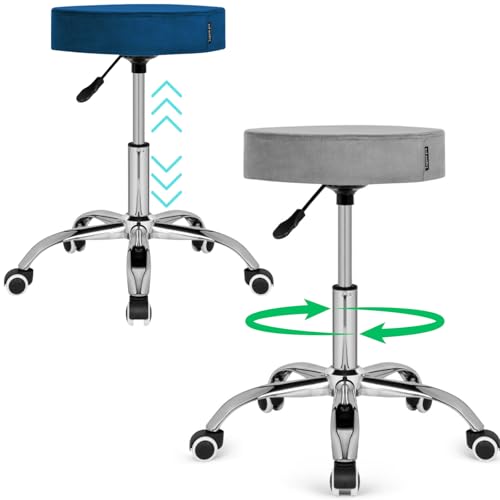 Ergonomischer Schreibtischstuhl SIMPLE OFFICE – Drehstuhl mit Samtbezug Blau, höhenverstellbar, 360° drehbar, Komfort-Bürostuhl für Home Office & Jugendzimmer (Grau) von Sleepy shop 24 YOUR PERFECT MATTRESS
