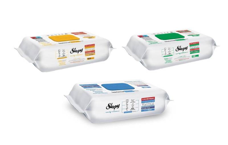 Sleepy Easy Clean Oberflächenreinigungstücher 1 Gelb 1 Blau 1 Grün Reinigungstücher (1-tlg., 3 Packung à 100 Tücher) von Sleepy