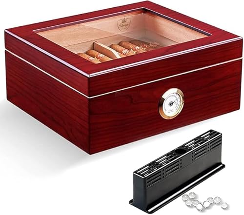 Slege Zigarren Humidor,Humidor-Zigarren,Handgefertigter Spanisch Zeder Zigarrenbox-mit Hygrometer,Humidor Befeuchter,Teiler,kubanische zigarren Accessoires,Geschenk für Männer,30~50 Zigarren von Slege
